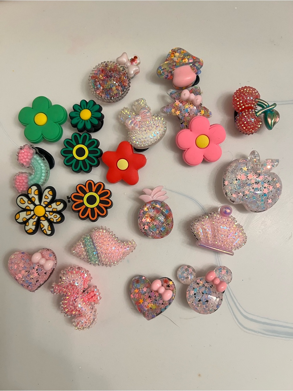 Assorted Cute Resin & Rubber Croc Charms — Pink, Green, Red, Black